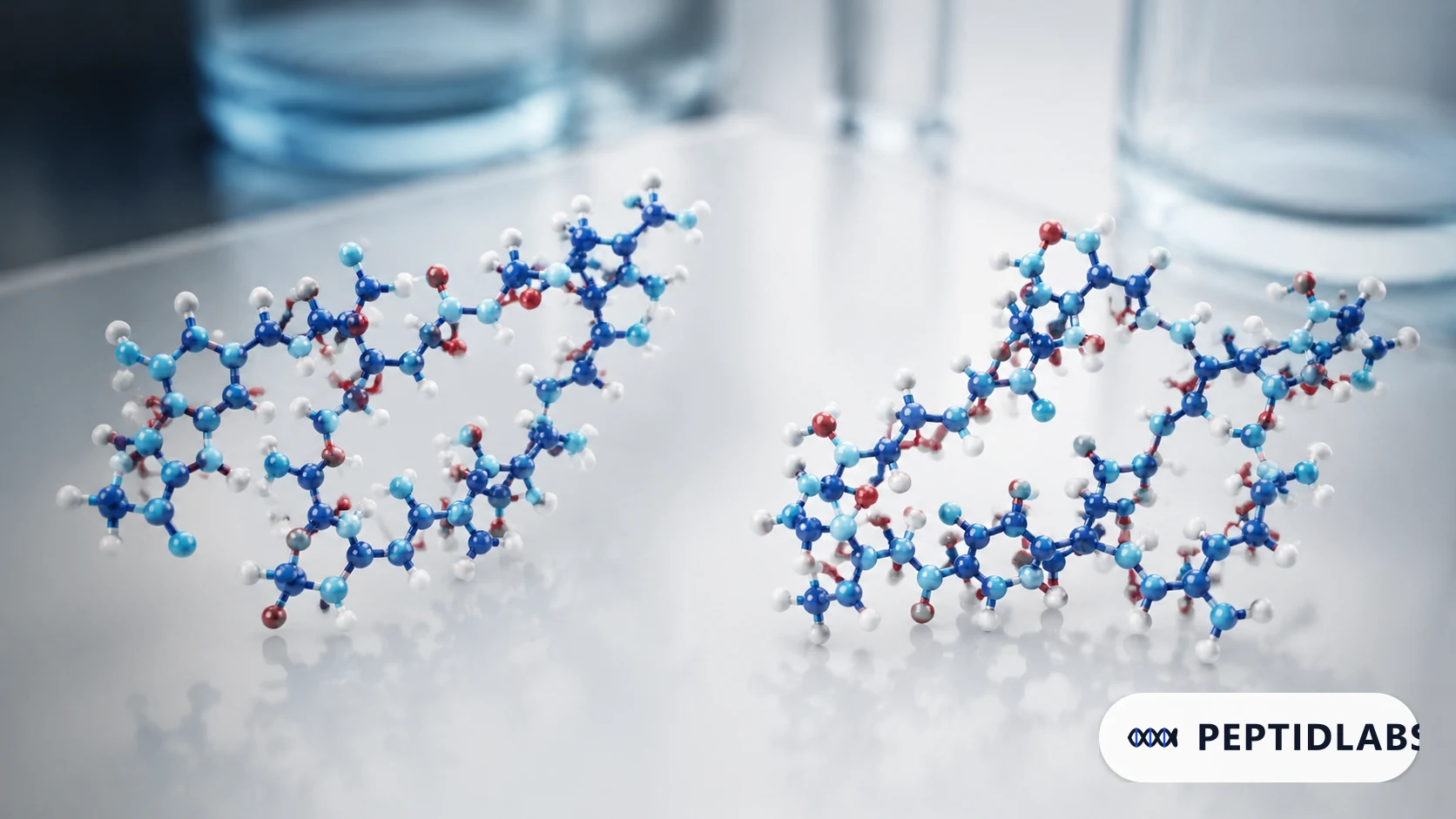 Illustration of BPC-157 and TB-500 molecular structures side by side